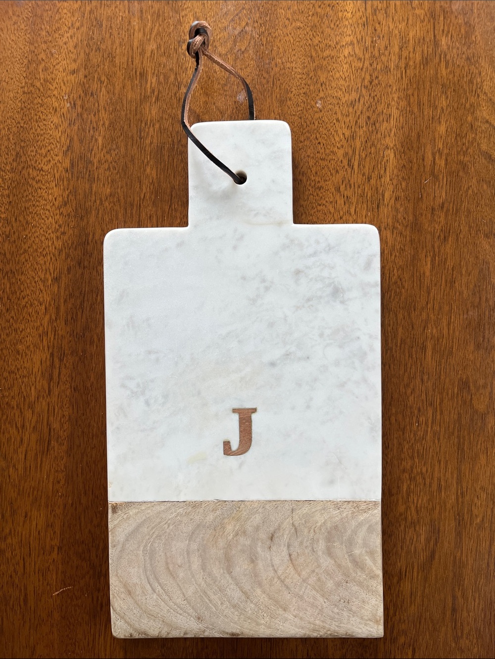 Marble & Wood Monogram Serving Board